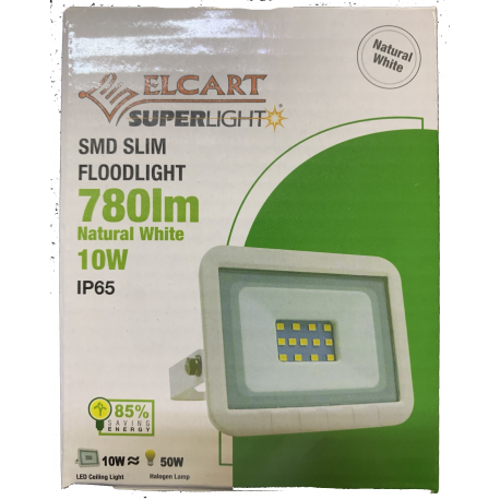 PROIETTORE LED slim smd 10W 780lm IP65 Bianco Naturale "Natural White"