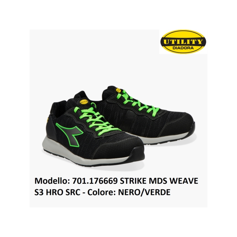 Scarpe Antinfortunistiche Diadora Utility STRIKE MDS WEAVE S3 HRO SRC  NERO/VERDE - System Shop