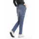 Jeans lavoro elasticizzati multitasche donna comfort fit Stone Washed Blu BETTY