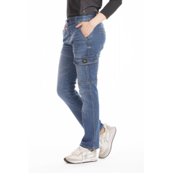 Jeans lavoro elasticizzati multitasche donna comfort fit Stone Washed Blu BETTY
