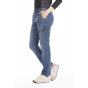 Jeans lavoro elasticizzati multitasche donna comfort fit Stone Washed Blu BETTY
